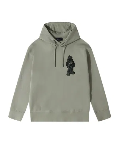 Emporio Armani Patch Hood Hoodie In Gray