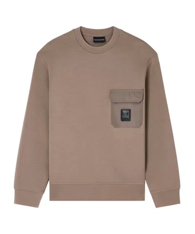 Emporio Armani Patch-pocket Cotton Sweater In Brown
