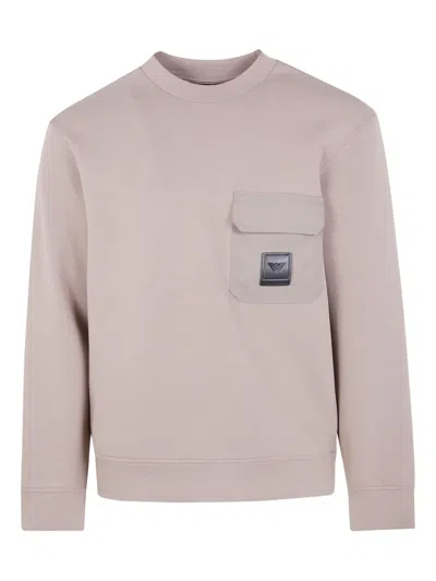 Emporio Armani Patch-pocket Cotton Sweater In Pink