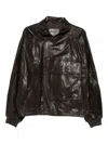 Emporio Armani Patch-pocket Leather Jacket In Brown