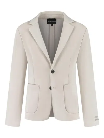 Emporio Armani Kids' Patch-pocket Two-button Blazer In Neutral