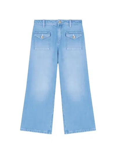 Emporio Armani Kids' Patch-pocket Wide-leg Jeans In Blue