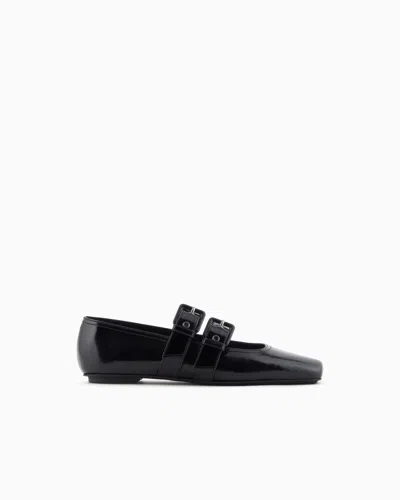 Emporio Armani Patent Leather Ballerinas With Double Strap