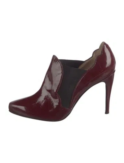 Pre-owned Emporio Armani Patent Leather Chelsea Boots In Burgundy
