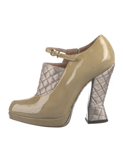 Pre-owned Emporio Armani Patent Leather Lace-up Boots In Green