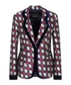 Emporio Armani Pattern-printed Single-breasted Blazer In Brown