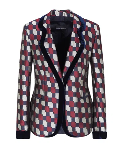 EMPORIO ARMANI EMPORIO ARMANI PATTERN-PRINTED SINGLE-BREASTED BLAZER
