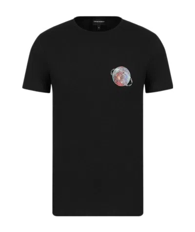 Emporio Armani Pattern Printed T-shirt In Black