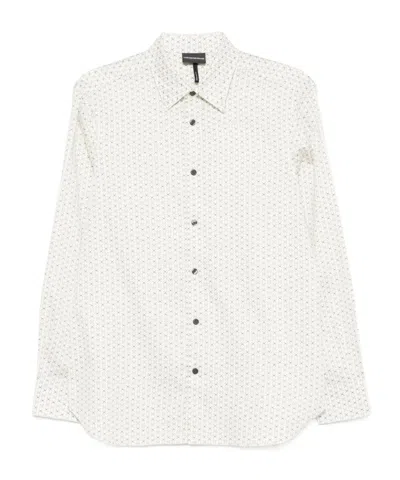 Emporio Armani Patterned Cotton Shirt In White