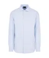 Emporio Armani Cotton Shirt With All-over Jacquard Logo Pattern In Blue