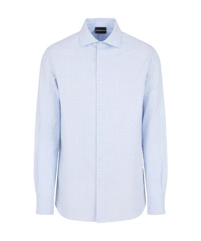 EMPORIO ARMANI PATTERNED-JACQUARD COTTON SHIRT