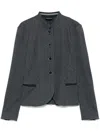 Emporio Armani Patterned-jacquard Jacket In Blue