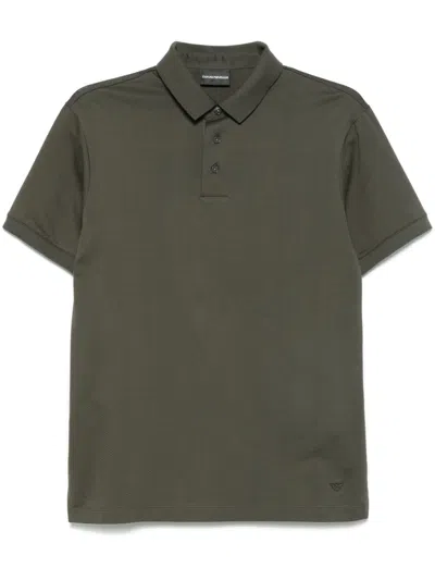 Emporio Armani Patterned-jacquard Polo Shirt In Grey