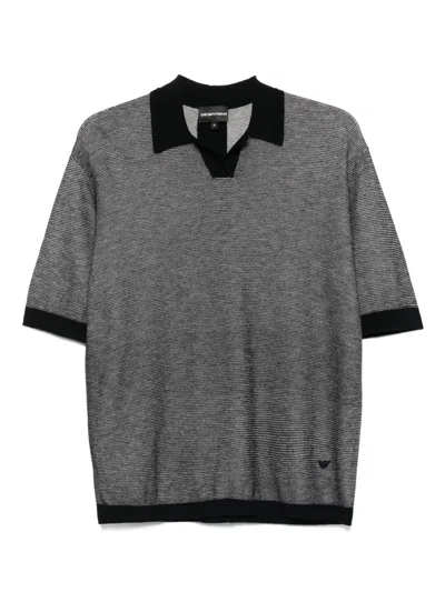 Emporio Armani Wool Blend Polo Shirt In Grey