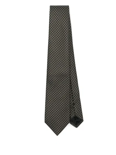 Emporio Armani Patterned-jacquard Tie In Black