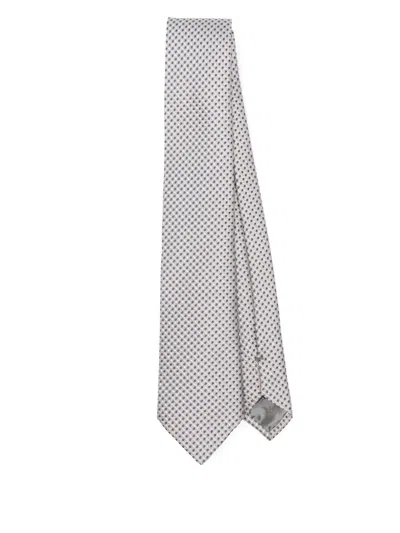 Emporio Armani Patterned-jacquard Tie In Grey