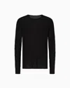 Emporio Armani Patterned Knit Wool And Silk Blend Jumper In Black