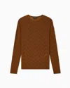 Emporio Armani Patterned Knit Wool And Silk Blend Jumper In Brown