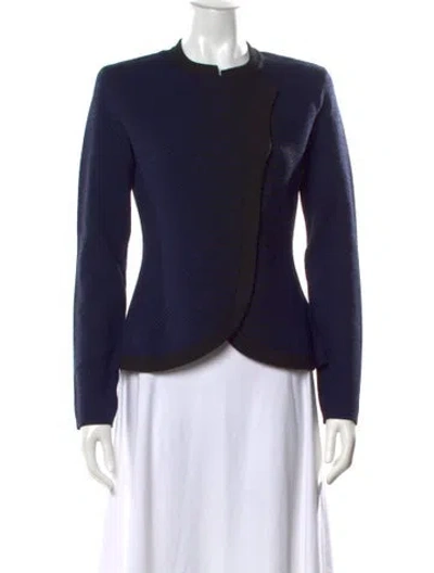 Pre-owned Emporio Armani Patterned Mock Neck Sweater W/ Tags In Blue