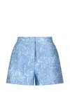 Emporio Armani Jacquard Shorts With An Exotic Motif In Blue