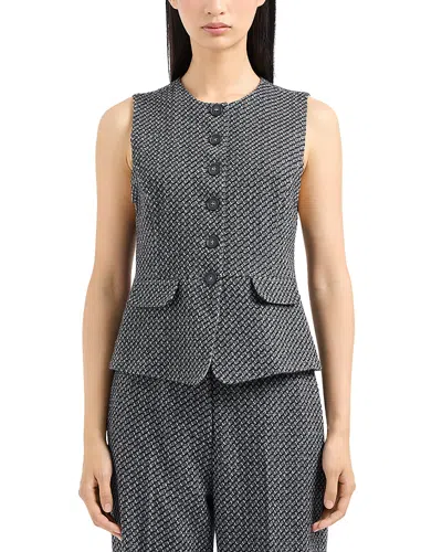 Emporio Armani Patterned Vest In Grey Melange