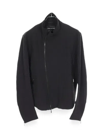 Pre-owned Emporio Armani Patterned Zip-up Jacket In Black