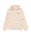 Emporio Armani Pure Cotton Sweatshirt With Floral Peace Sign Motifs In Nude
