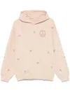 Emporio Armani Pure Cotton Sweatshirt With Floral Peace Sign Motifs In Pink
