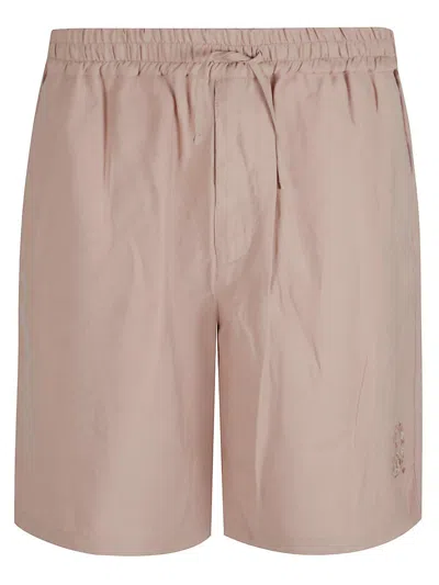 Emporio Armani Soft-touch Modal Bermuda Shorts With Peace-inspired Print In Beige