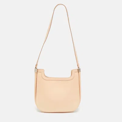 Pre-owned Emporio Armani Peach Leather Messenger Bag In Orange