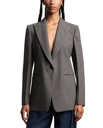 Emporio Armani Peak Lapel Blazer In Gray