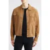 Emporio Armani Perforated Goatskin Suede Jacket In Solid Medium Beige