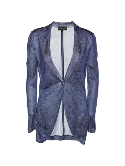 Pre-owned Emporio Armani Perforated Knit Blazer In Blue