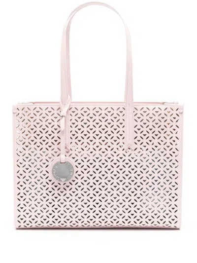 Emporio Armani Perforated Medium Tote Bag In Pink
