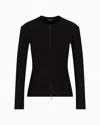 Emporio Armani Perforated Ottoman Fabric Jacket In Black
