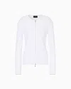 Emporio Armani Cotton Blazer Jacket With Shoulder Pads And Side Slit Pockets In White