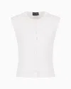 Emporio Armani Sleeveless Crepe De Chine Blouse In White