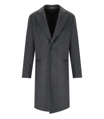 Emporio Armani Phantom Wool Blend Coat In Gray