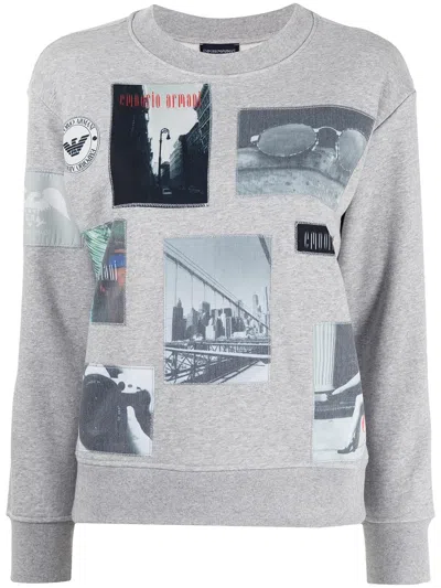 Emporio Armani Photograph-print Sweatshirt In Grey