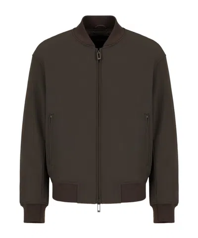 Emporio Armani Pilot Jacket Cotton Jacket In Black