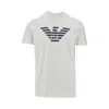 Emporio Armani White Crewneck T-shirt With Logo Embroidery On The Front In Gray
