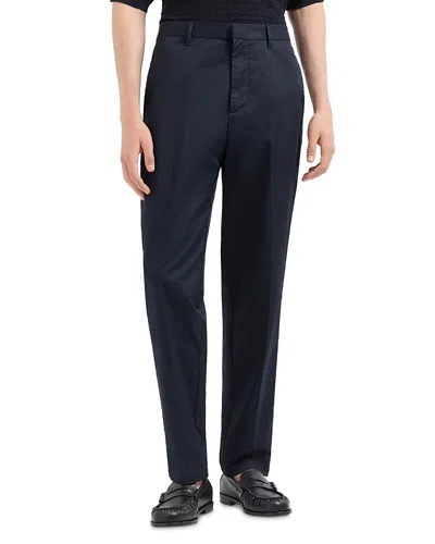 Emporio Armani Pima Cotton Trousers In Navy Blue