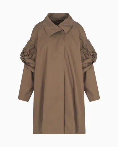 Emporio Armani Pima Gabardine Trench Coat With Torchon In Brown