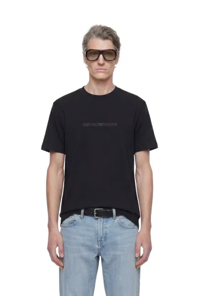 Emporio Armani Pima-jersey Logo T-shirt In Black