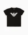 Emporio Armani Kids' Pima-jersey T-shirt With Logo In Black
