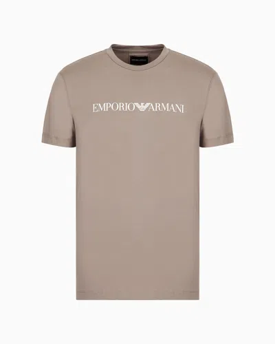 Emporio Armani Pima-jersey T-shirt With Logo Print In Nude