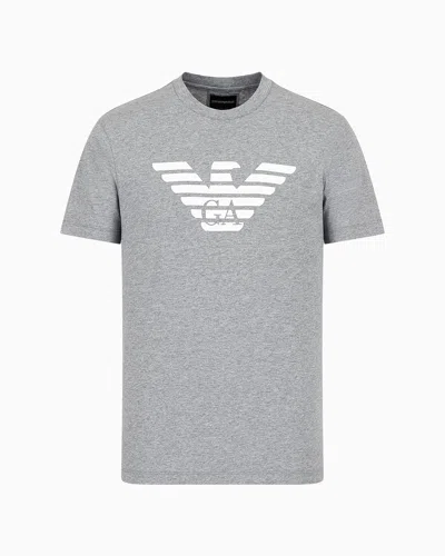 Emporio Armani Pima-jersey T-shirt With Logo Print In Grey