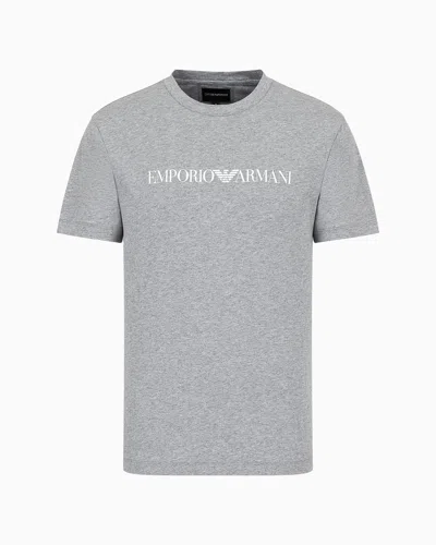 Emporio Armani Pima-jersey T-shirt With Logo Print In Grey