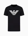 Emporio Armani Pima-jersey T-shirt With Logo Print In Navy Blue
