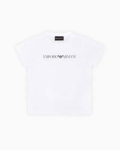 Emporio Armani Kids' Official Store T-shirt En Jersey Pima Avec Logo In White